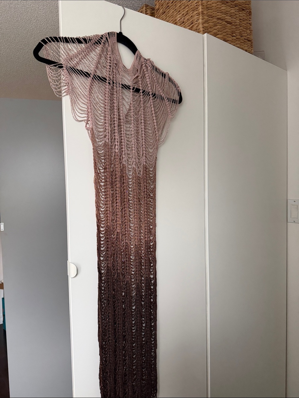 Karen Millen Pink to Brown Ombre Chain-Link Midi Dress